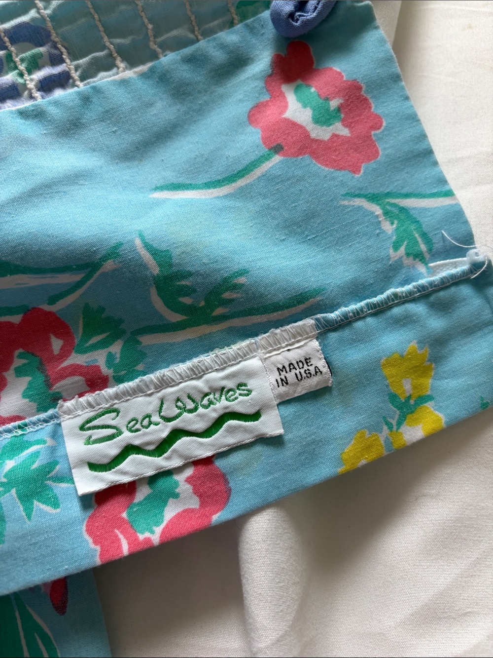Vintage Floral Blue Romper with Spaghetti Straps - Picture 9 of 13